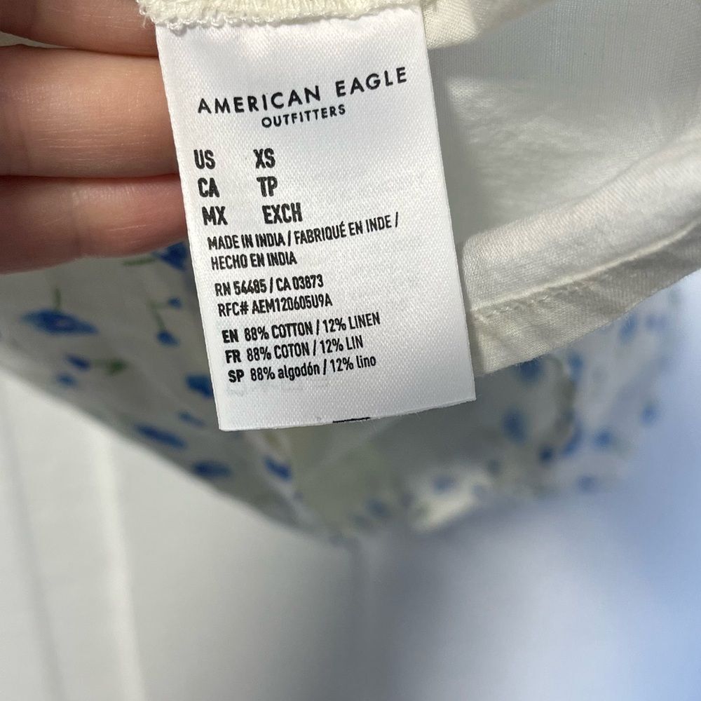 American Eagle Floral tie back mini linen blend dress size XS - Picture 8 of 10
